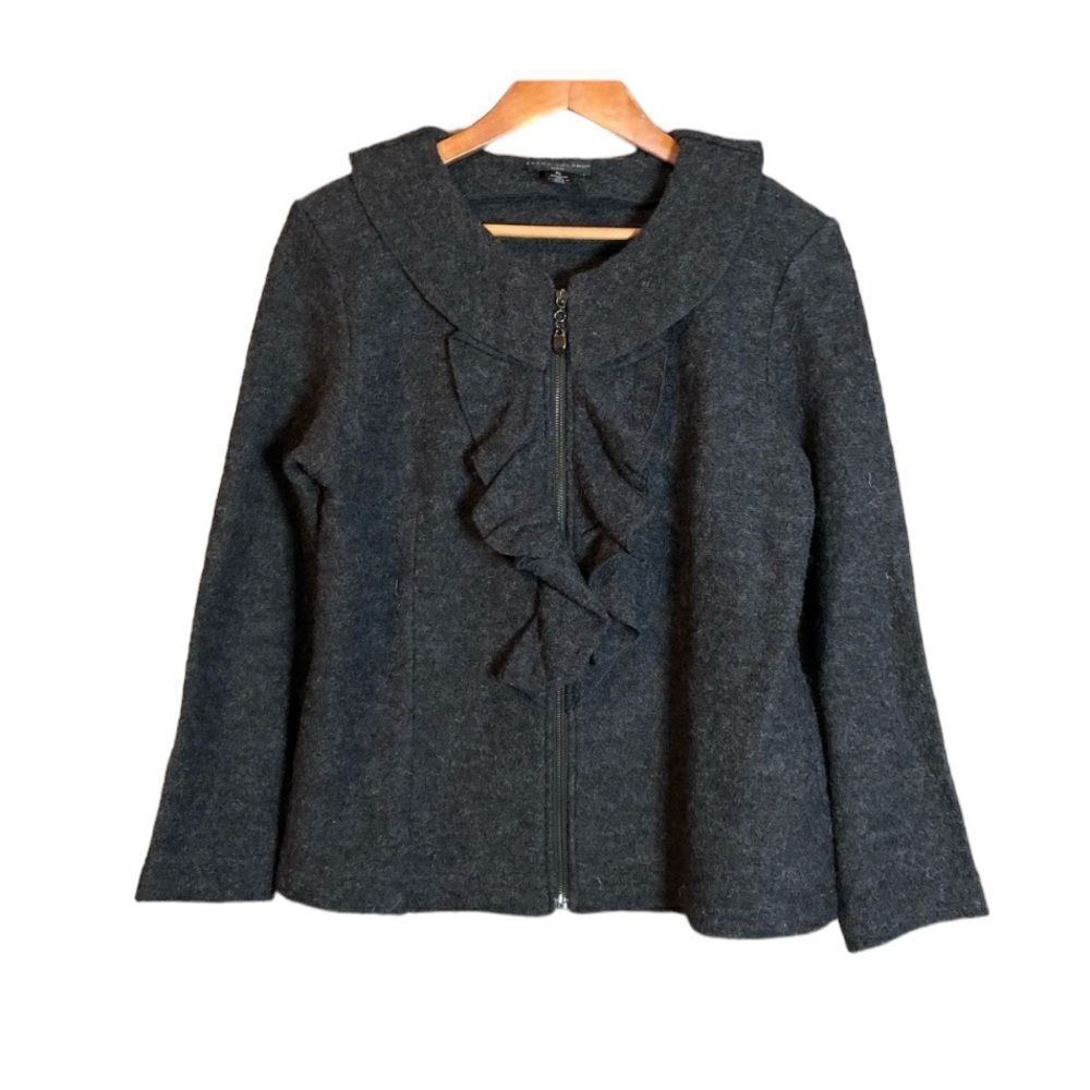 Elena Solano grey 100% boiled wool sweater‎